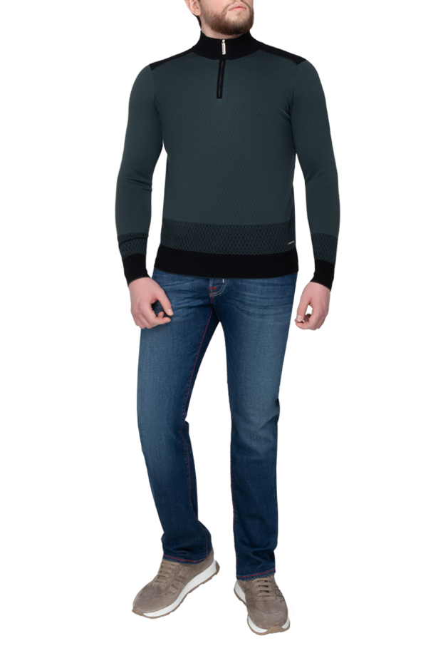 Stefano Ricci men's two-tone troyer with textured knitting and a zipper on the chest 175695 - photo 2