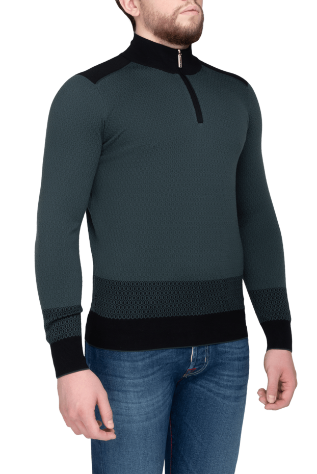 Stefano Ricci men's two-tone troyer with textured knitting and a zipper on the chest 175695 - photo 3