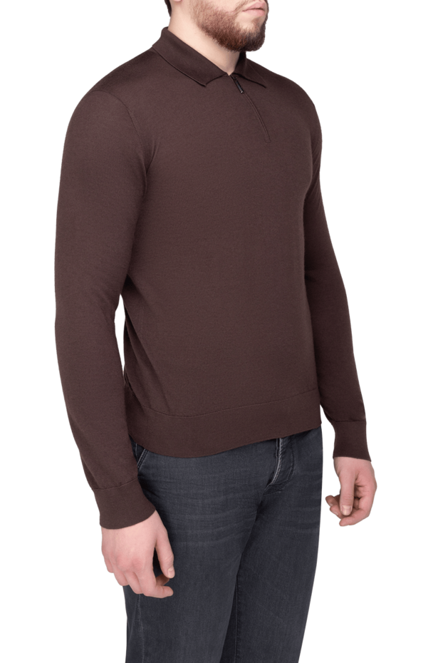 Stefano Ricci brown long sleeve polo shirt made of premium cashmere and silk 175702 - photo 3