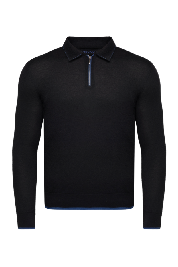 Stefano Ricci black long sleeve polo with blue trim 175707 - photo 1