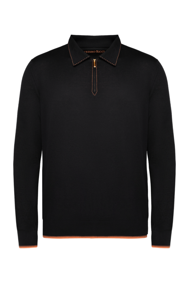 Stefano Ricci black long sleeve polo shirt with contrast stitching 175710 - photo 1