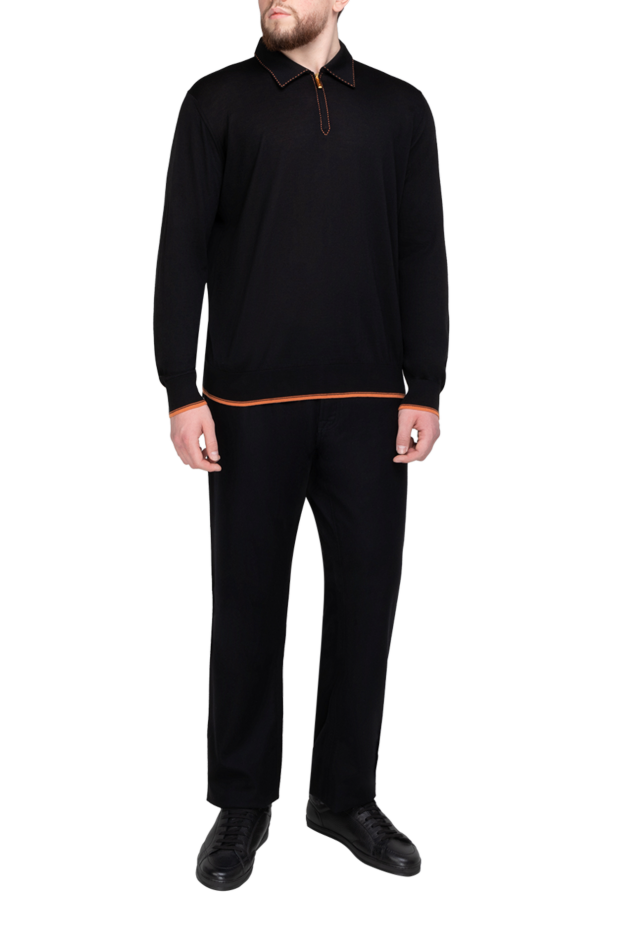 Stefano Ricci black long sleeve polo shirt with contrast stitching 175710 - photo 2