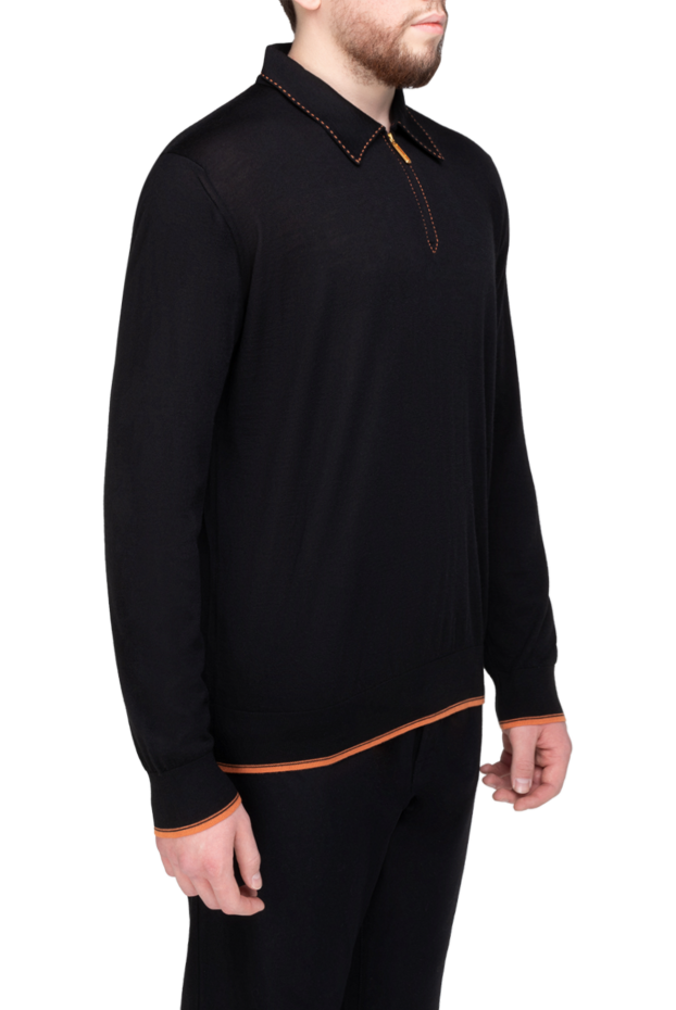 Stefano Ricci black long sleeve polo shirt with contrast stitching 175710 - photo 3