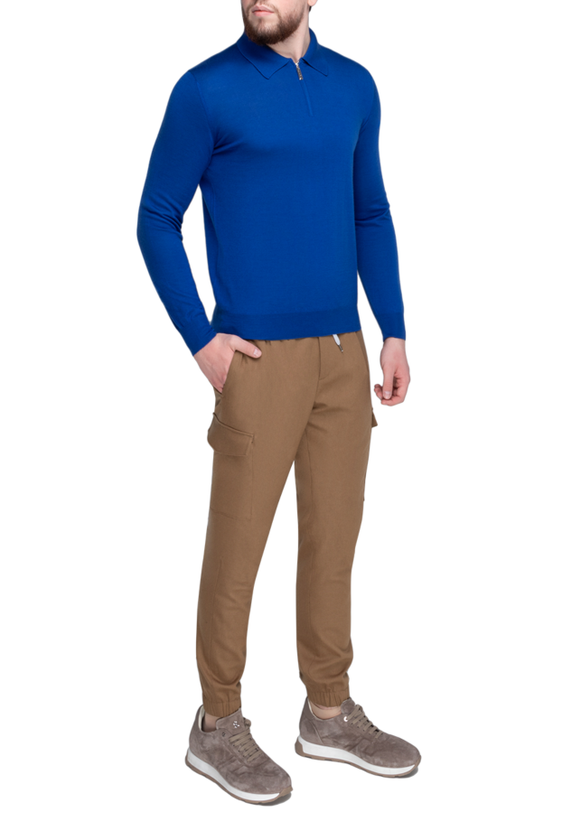 Stefano Ricci men's knitted polo in royal blue with long sleeves 175713 - photo 2