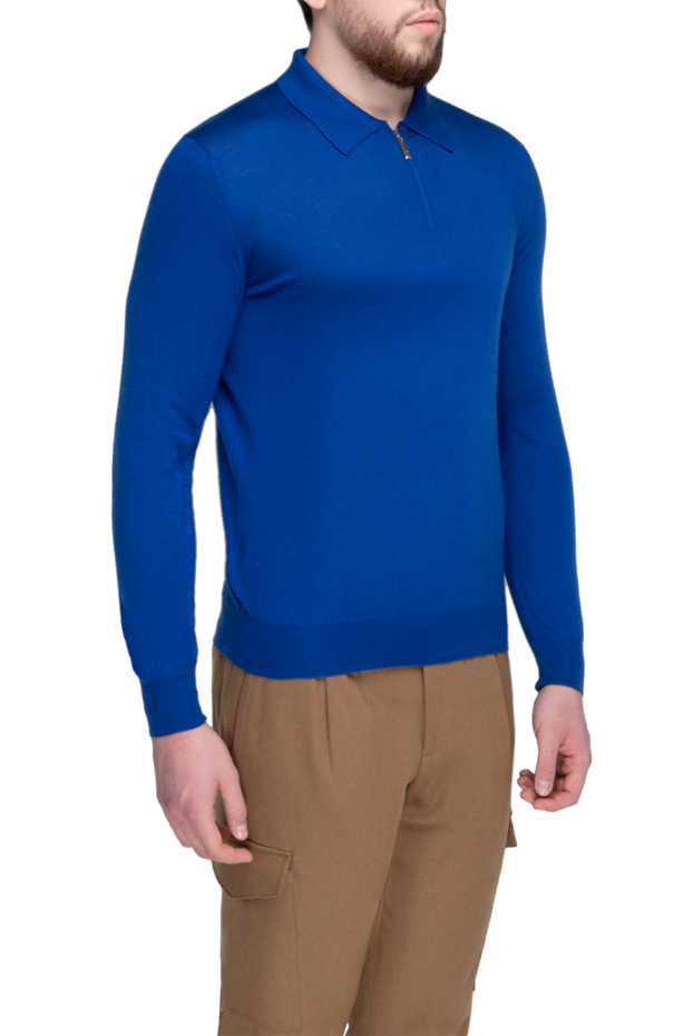 Stefano Ricci men's knitted polo in royal blue with long sleeves 175713 - photo 3