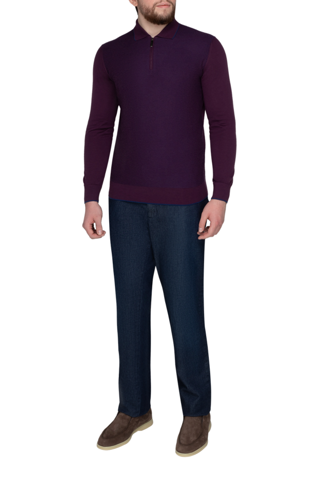 Stefano Ricci long sleeve cashmere and silk polo for men purple 175716 - photo 2