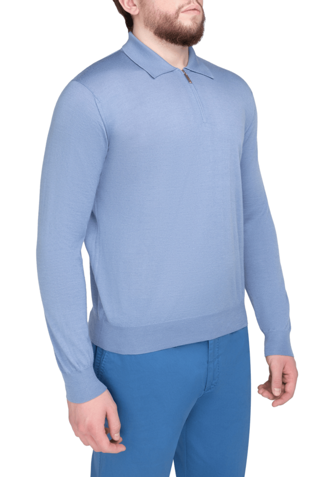 Stefano Ricci blue long sleeve polo shirt made of cashmere and silk 175720 - photo 3