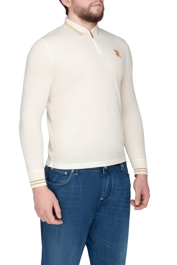 Stefano Ricci polo with long sleeves made of wool for men white 175722 - photo 3