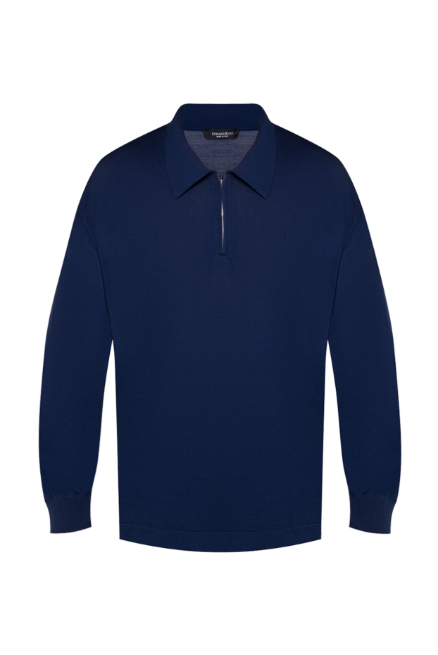 Stefano Ricci men's long sleeve cashmere and silk polo, dark blue 175726 - photo 1