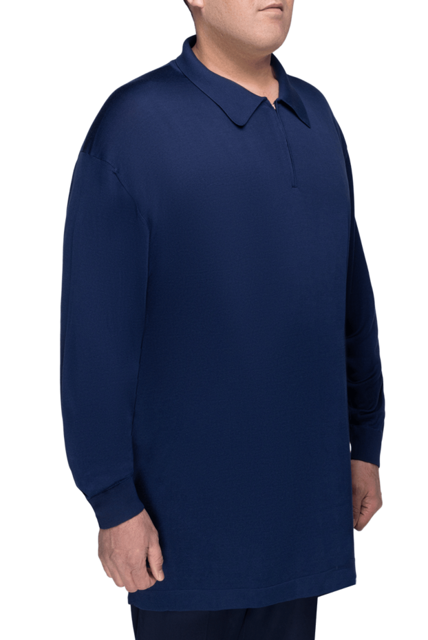 Stefano Ricci men's long sleeve cashmere and silk polo, dark blue 175726 - photo 3