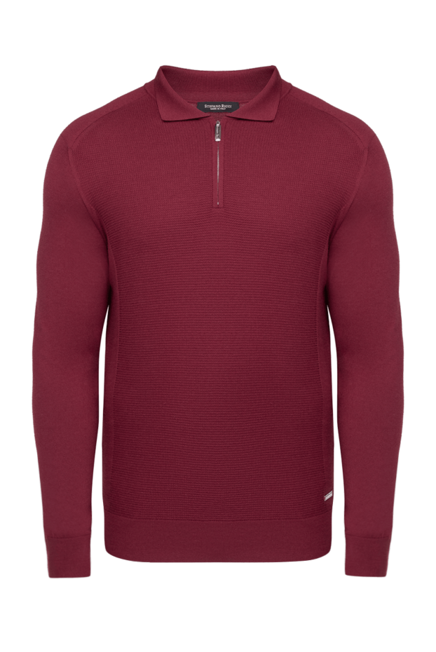 Stefano Ricci men's burgundy textured silk and cashmere polo shirt 175728 - photo 1
