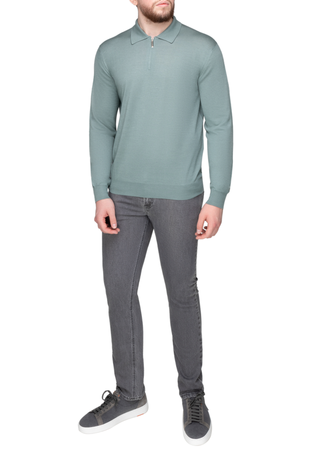 Stefano Ricci long sleeve cashmere and silk polo for men green 175729 - photo 2