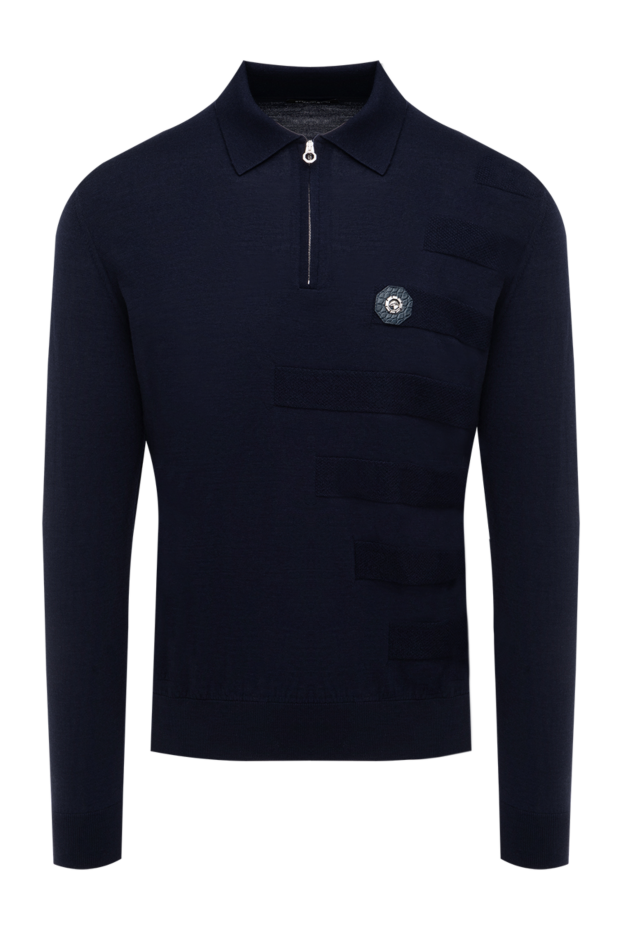 Polo with long sleeves made of wool for men blue - photo 1