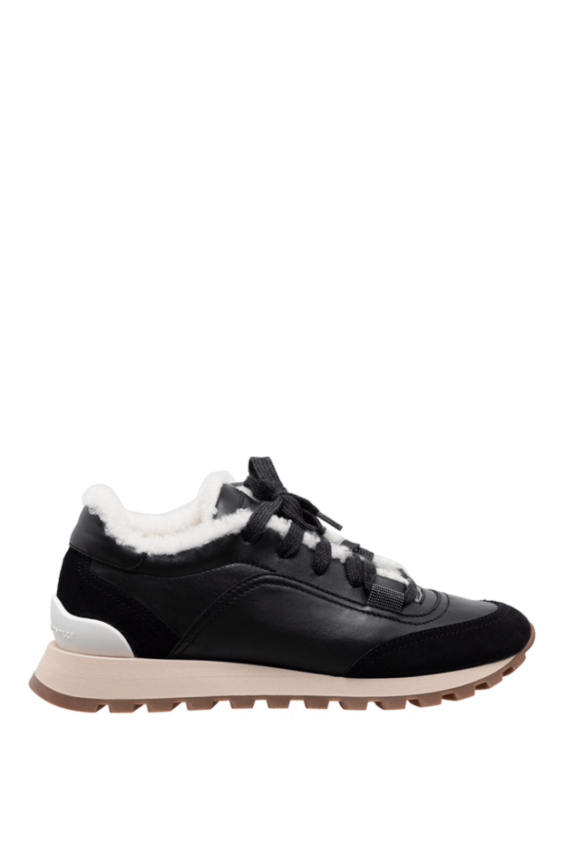 Black leather sneakers for women - photo 1