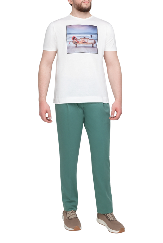 PT01 (Pantaloni Torino) men's pants made of cotton and elastane green 175783 - photo 2