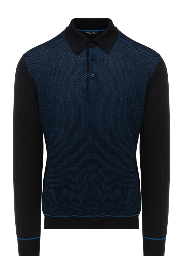 Stefano Ricci long-sleeve polo shirt in blue textured knit 175818 - photo 1