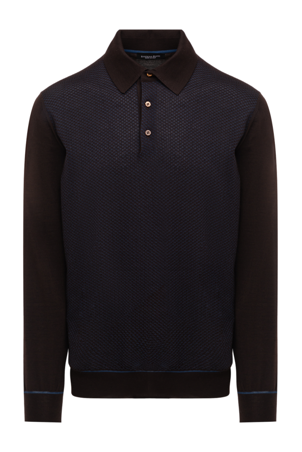 Stefano Ricci long sleeve polo shirt with textured knit in brown 175822 - photo 1