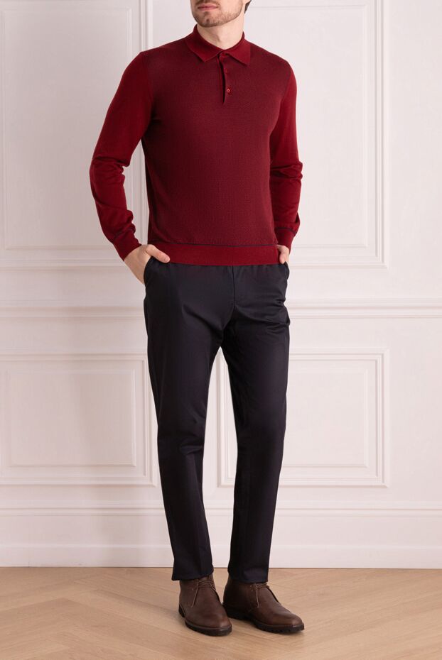 Stefano Ricci long sleeve cashmere and silk polo shirt for men red 175823 - photo 2
