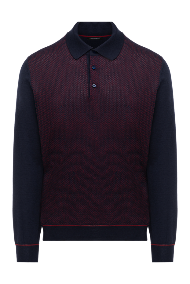 Stefano Ricci men's long-sleeve polo shirt in dark blue with a burgundy pattern 175824 - photo 1