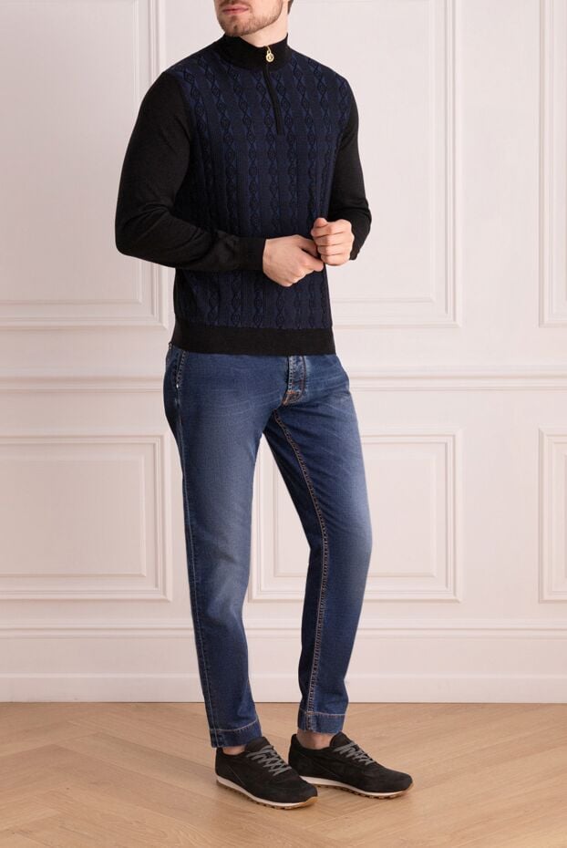 Stefano Ricci troyer in dark blue wool and silk with a vertical relief pattern 175825 - photo 2
