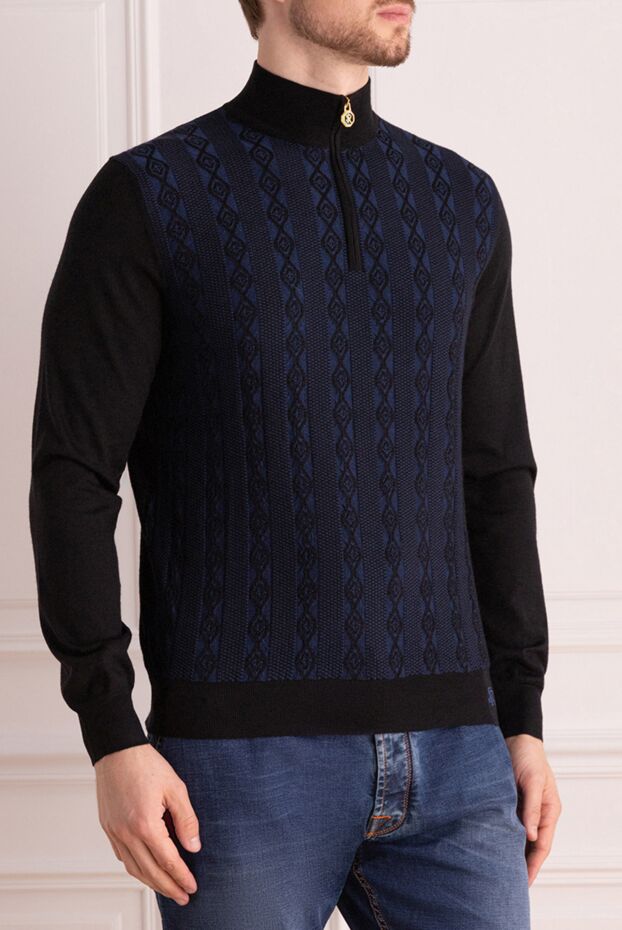 Stefano Ricci troyer in dark blue wool and silk with a vertical relief pattern 175825 - photo 3