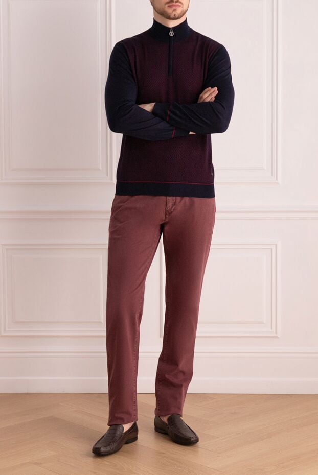 Stefano Ricci men's cashmere and silk troyer in burgundy and blue with a zipper 175828 - photo 2