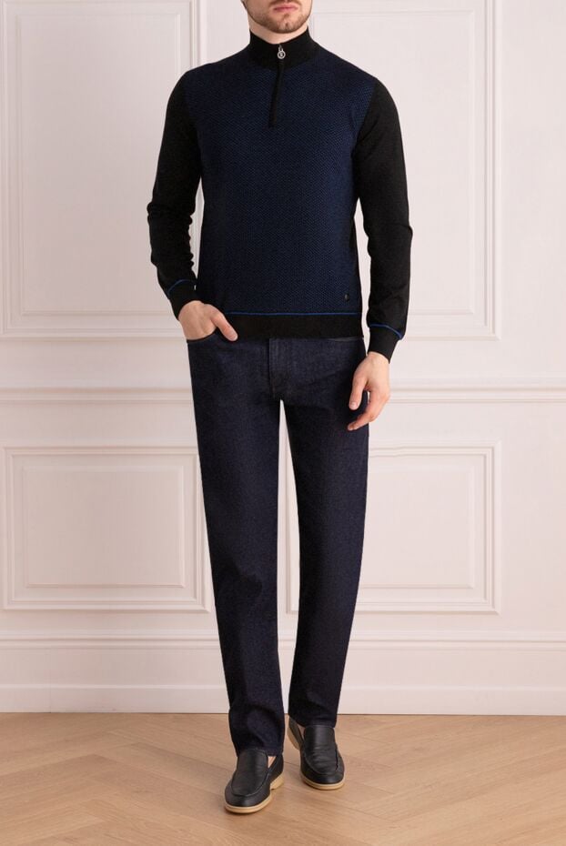 Stefano Ricci troyer with textured weave and a buttoned collar, black 175831 - photo 2