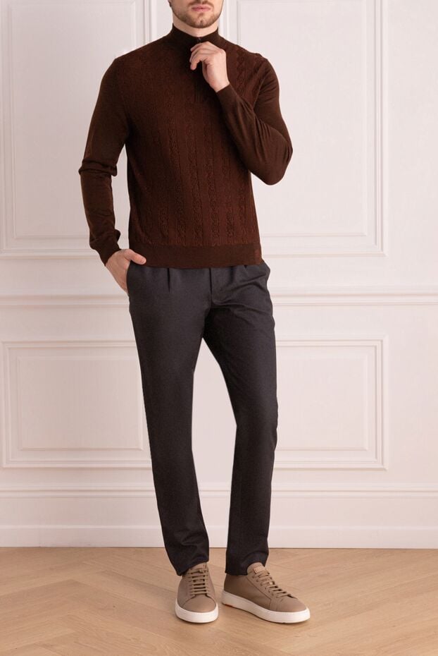 Stefano Ricci chocolate colored wool and silk troyer with raised weave 175832 - photo 2