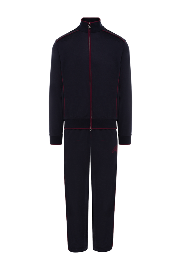 Blue men's wool and polyamide walking suit - photo 1