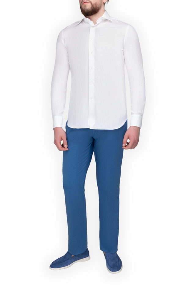 Alessandro Gherardi men's white cotton shirt with turn-down collar 175844 - photo 2