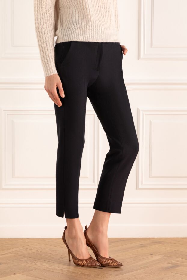 Peserico dark blue trousers with a concealed zipper and hooks women's 175985 - photo 3