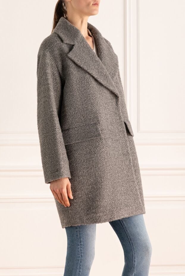 Peserico gray classic coat with concealed snap buttons women's 175991 - photo 3