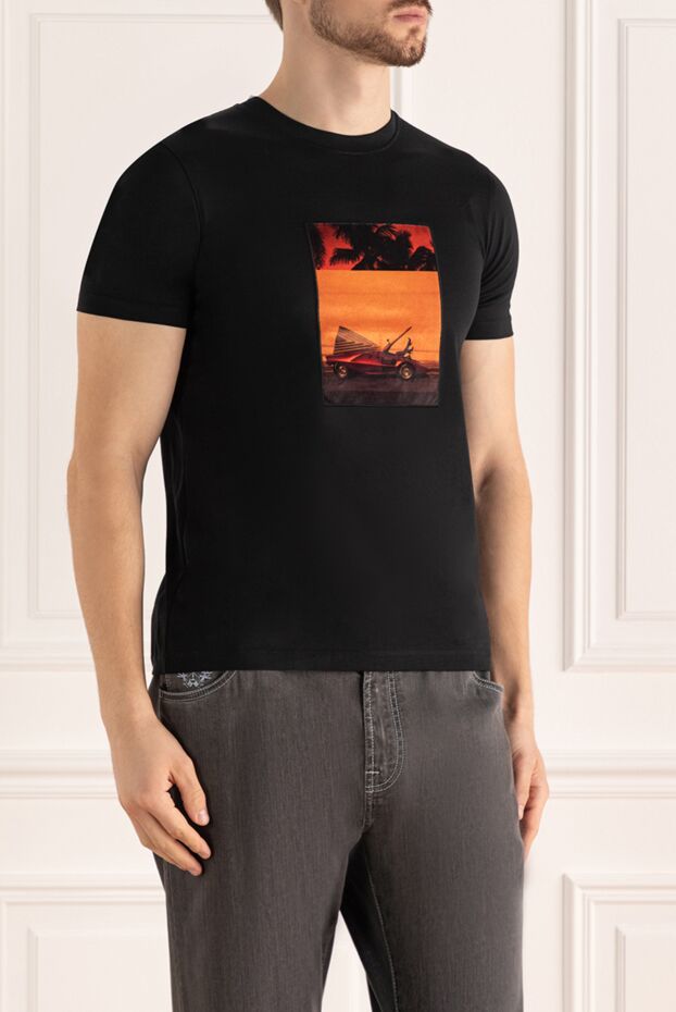 Limitato black t-shirt with a sunset photo print on the chest 176000 - photo 3