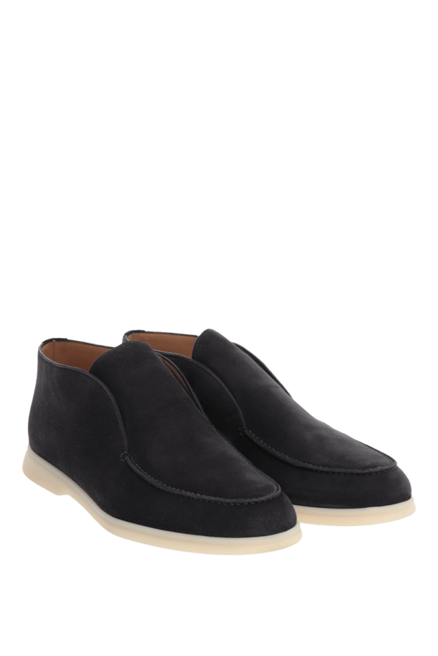 Loro Piana classic open walk ankle boots in blue suede 176015 - photo 3