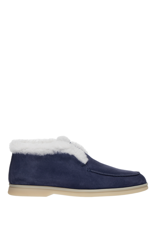 Loro Piana blue nubuck and fur deserters for women 176024 - photo 1