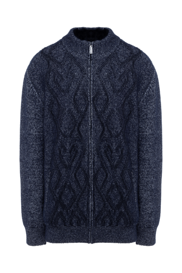 Zilli cashmere cardigan with a zip-up closure and a textured woven pattern, dark blue 176086 - photo 1