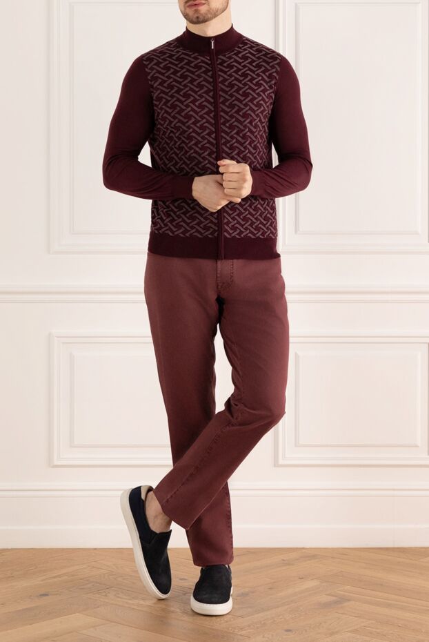 Cesare di Napoli man cardigan made of cashmere and silk, burgundy for men buy with prices and photos 176105 - photo 2