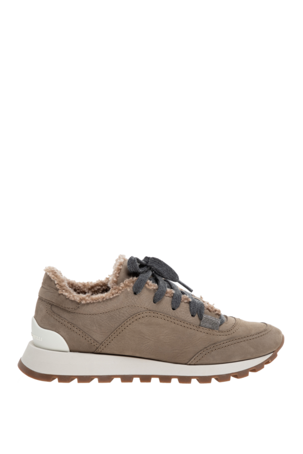 Beige leather sneakers for women - photo 1