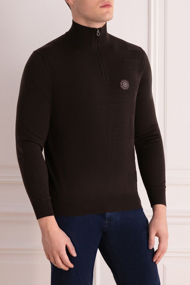 Stefano Ricci men's chocolate-colored troyer with textured stripes 176136 - photo 3