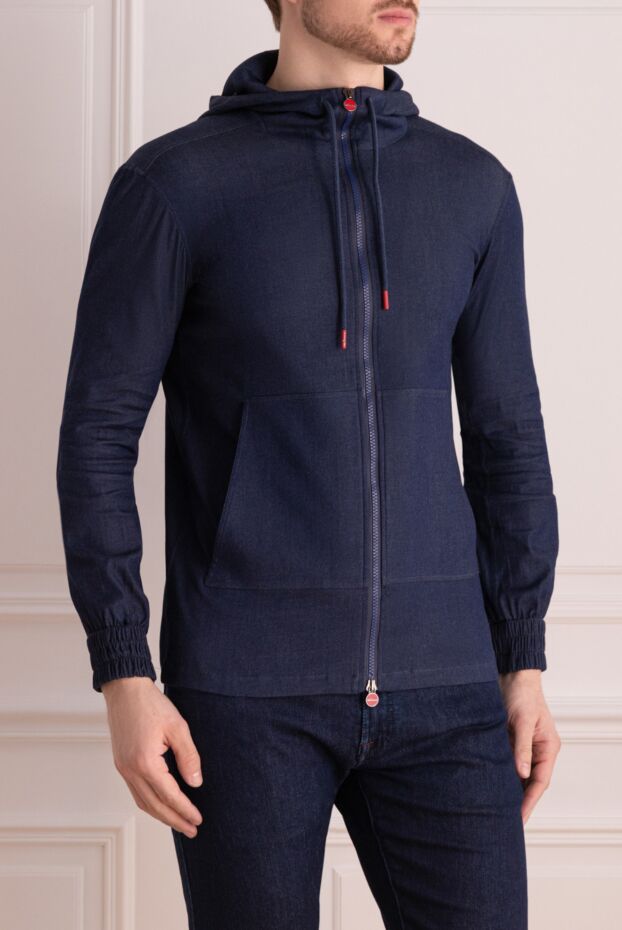 Kiton men's cotton zip-up sweatshirt with pockets, blue 176177 - photo 3