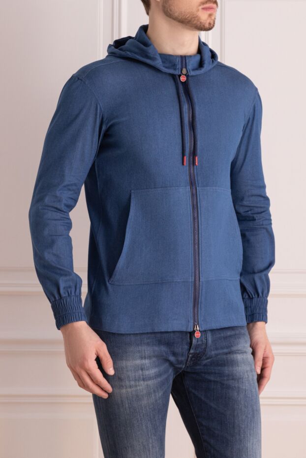 Kiton blue men's sweatshirt made of cotton and elastane 176178 - photo 3