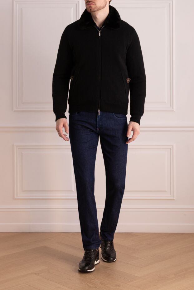 Svevo black cashmere jacket with fur and suede inserts 176196 - photo 2