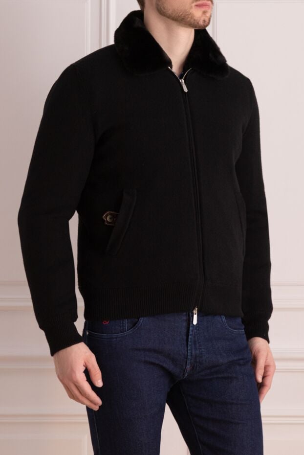 Svevo black cashmere jacket with fur and suede inserts 176196 - photo 3