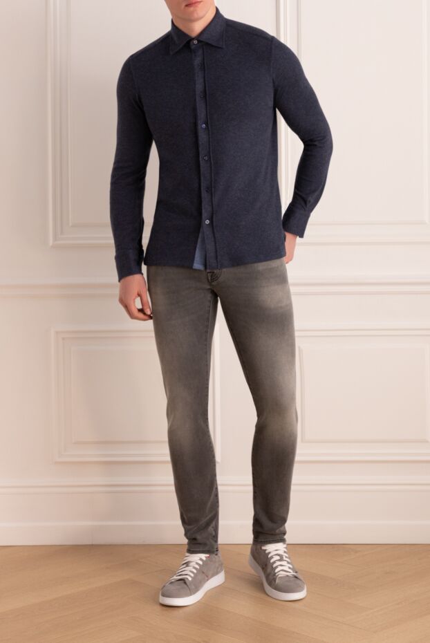 Stefano Ricci cotton and cashmere shirt for men blue 176208 - photo 2