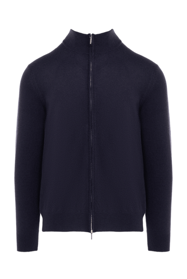 Blue wool and cashmere cardigan for men - photo 1