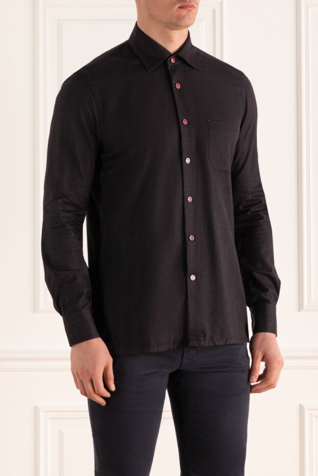 Kiton men's gray cotton and lyocell shirt 176301 - photo 3