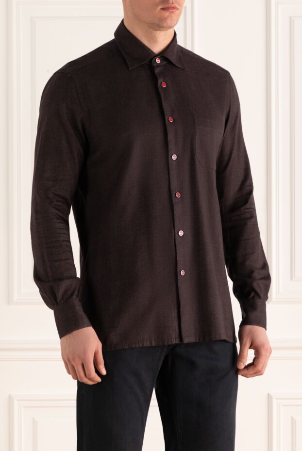Kiton men's shirt brown with red buttons 176303 - photo 3