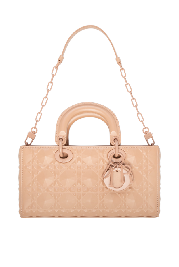 Dior beige leather bag with geometric embossing and decorative keychain 176339 - photo 1