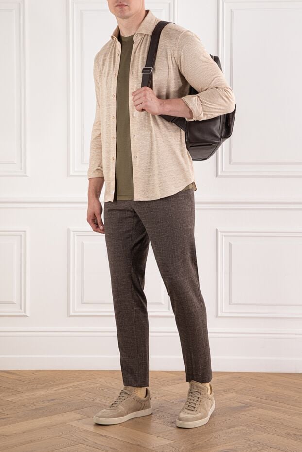 Tombolini textured brown fabric trousers with drawstring waistband 176360 - photo 2