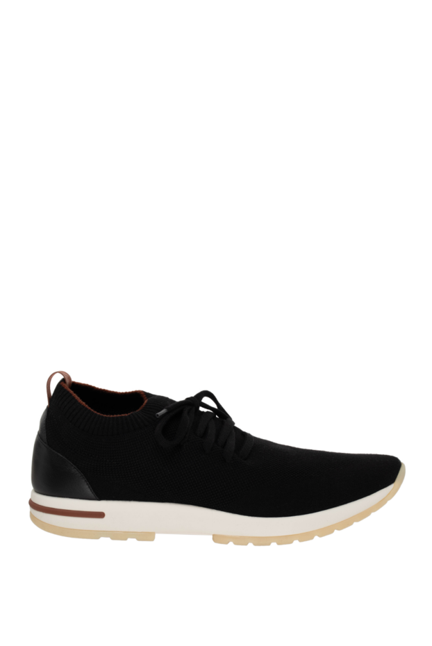 Loro Piana men's black knit sneakers with white soles 176409 - photo 1